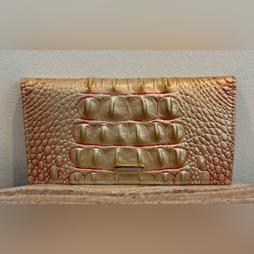Brahmin Cordelia Checkbook Cover Sunkissed Melbourne Gold Pink